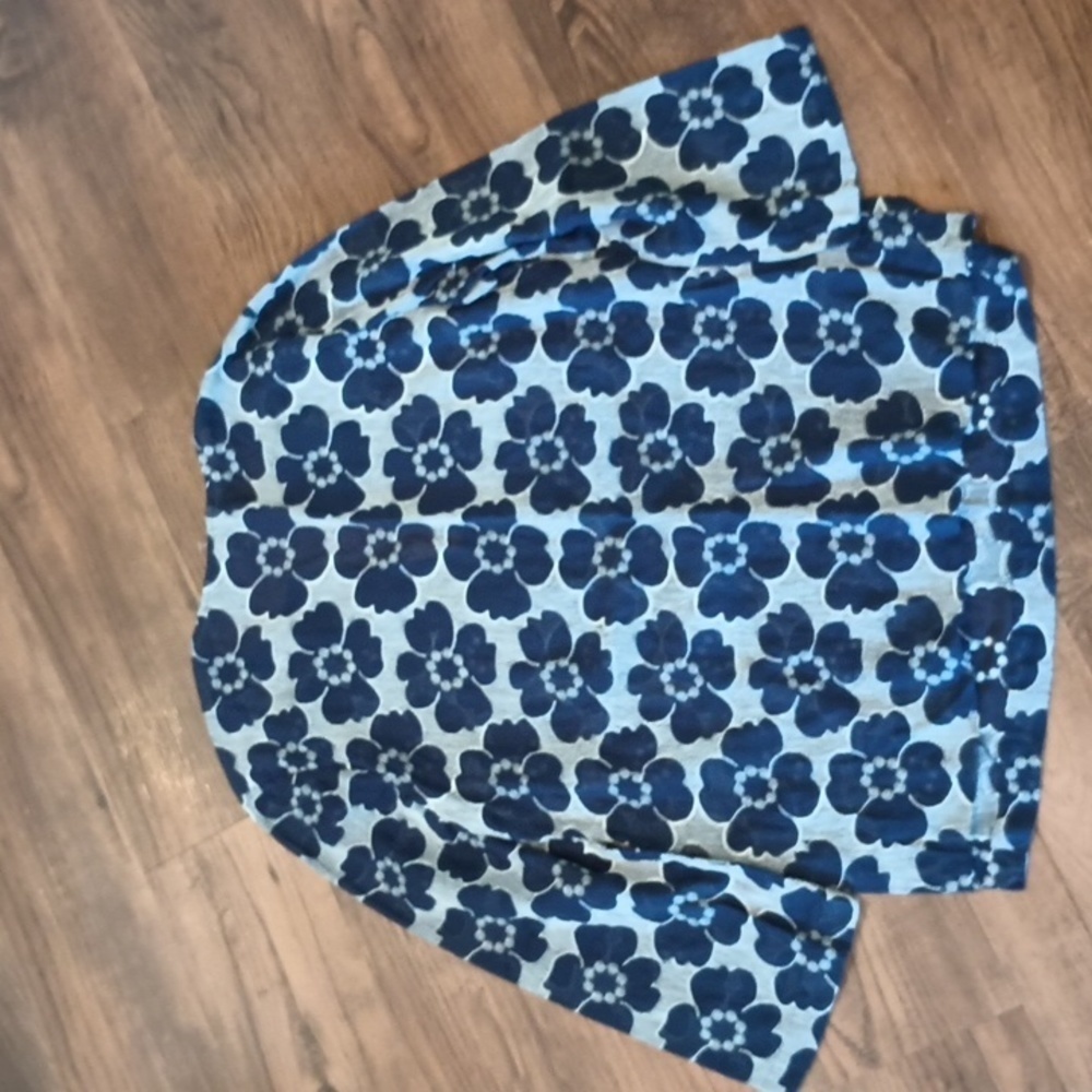 Trina Turk Blue White Embroidered Floral Sheer Blouse I - Picture 6 of 6
